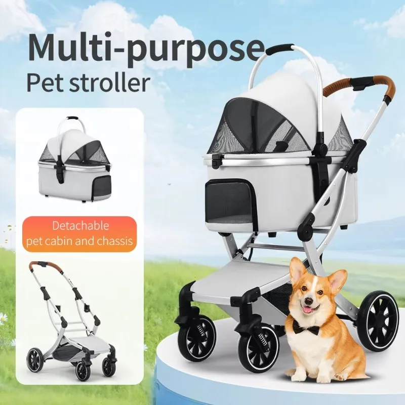 3 in 1 Pet Stroller with Removable Carrier, Folding Stroller for Small/Medium Dogs and Cats