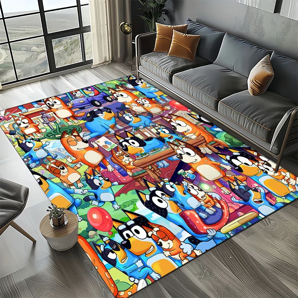 3D Print B-Blueys Family Cartoon Dog Carpet Rug for Living Room Bedroom Home Sofa Decoration,Kid Play Non-slip Floor Mat