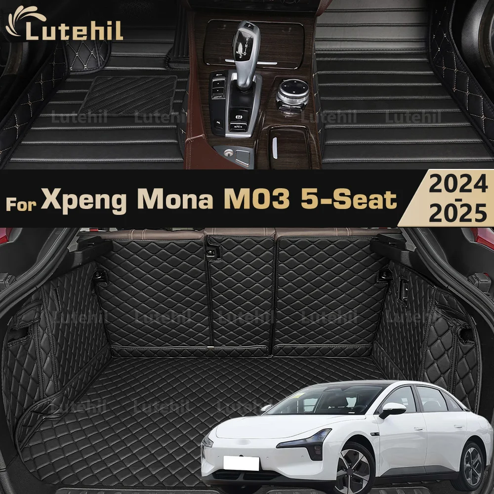 Car Floor Mats For Xpeng Mona M03 (5-Seat) 2024 2025 Trunk mat Cargo Liner Protection Carpet Custom Floor Liners Accessories
