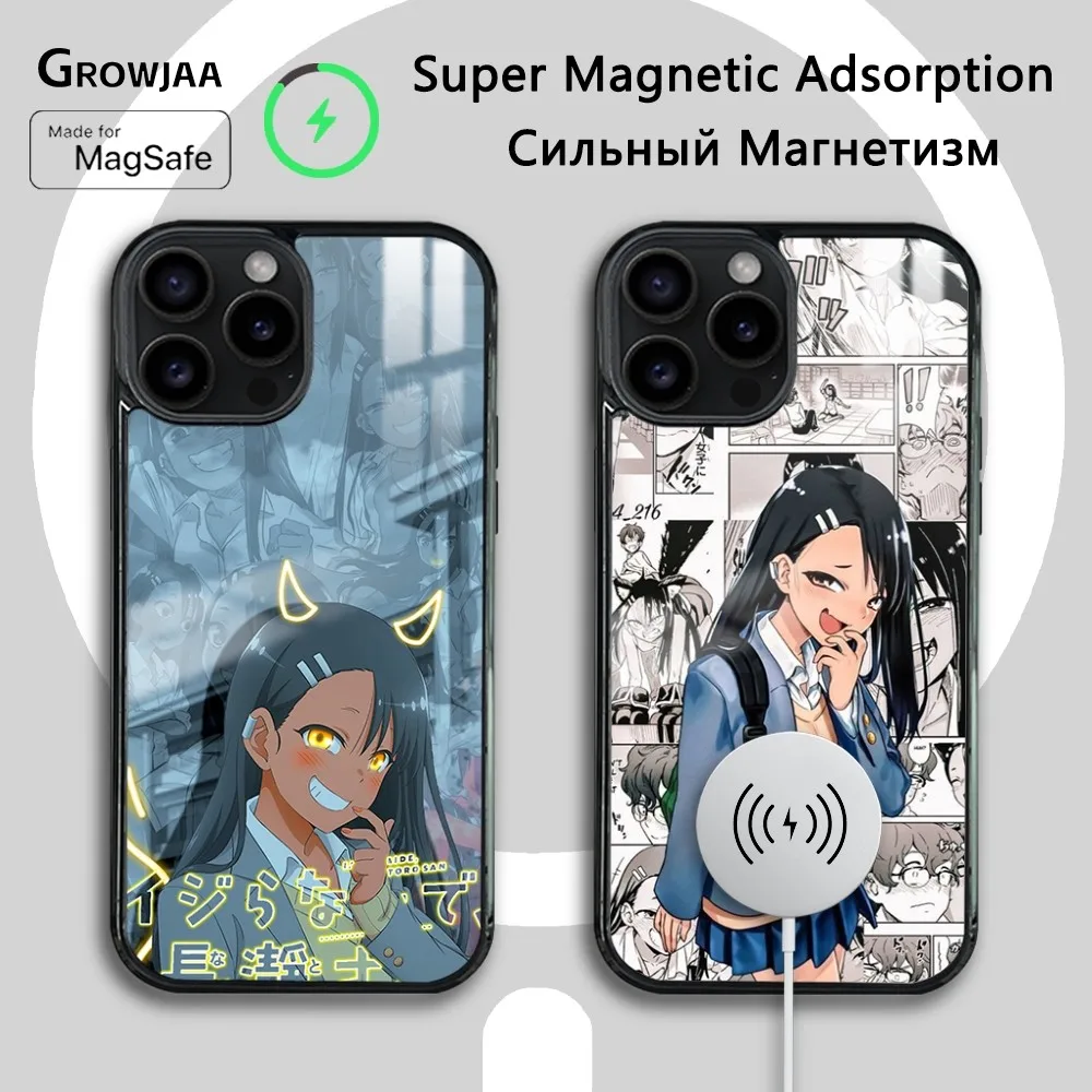 N-Nagatoro San Anime Phone Case For iPhone 16 15 14 13 12 11 Pro Max Plus Mini Magsafe Mirror Wireless Magnetic Cover