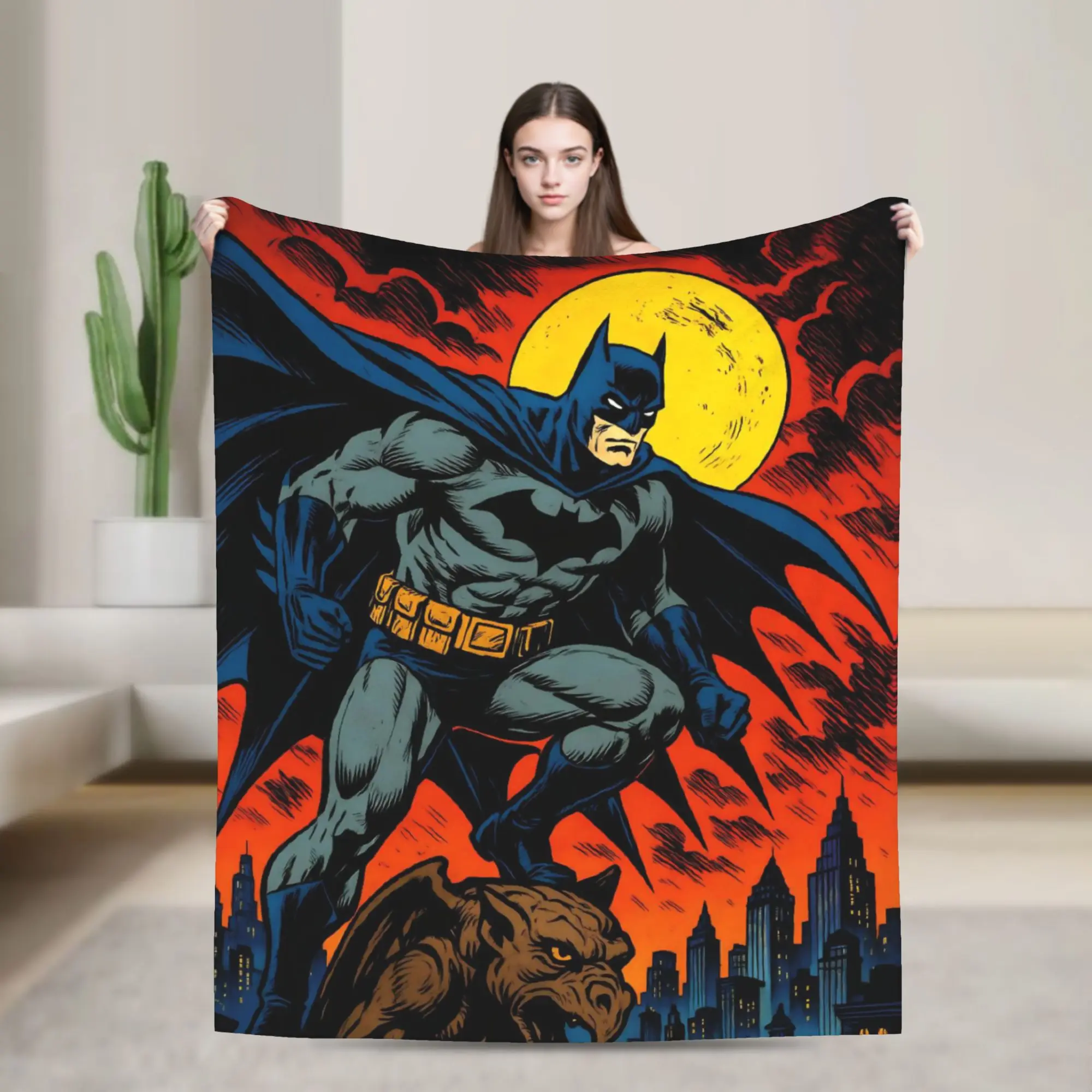 Batmans Cool Manga Cartoon  Knitted Blankets Coral Fleece Plush  Super Soft Throw Blanket for Airplane Travel Bedspread