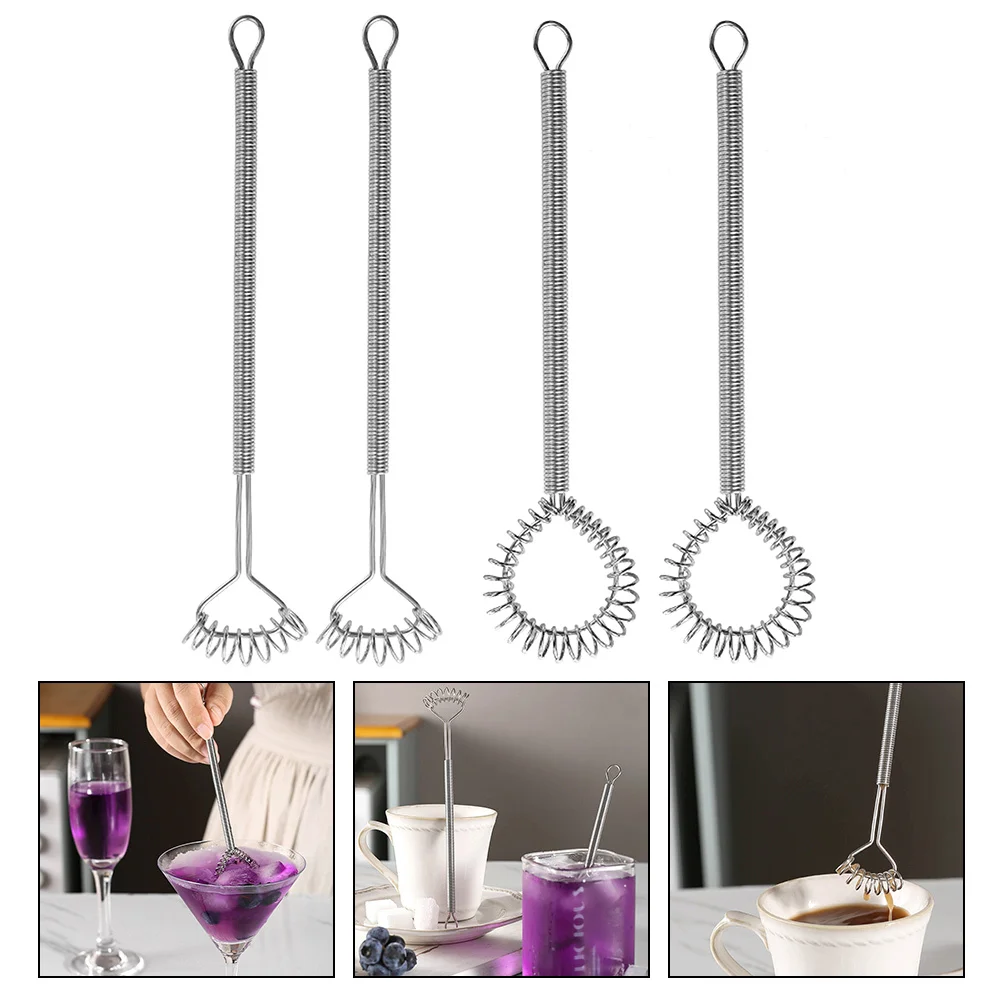 

4Pcs Spring Whisks Manual Egg Mixer Kitchen Cooking Supplies Wire Whisk Stainless Steel Handheld Sauce Mixer Multi-Function