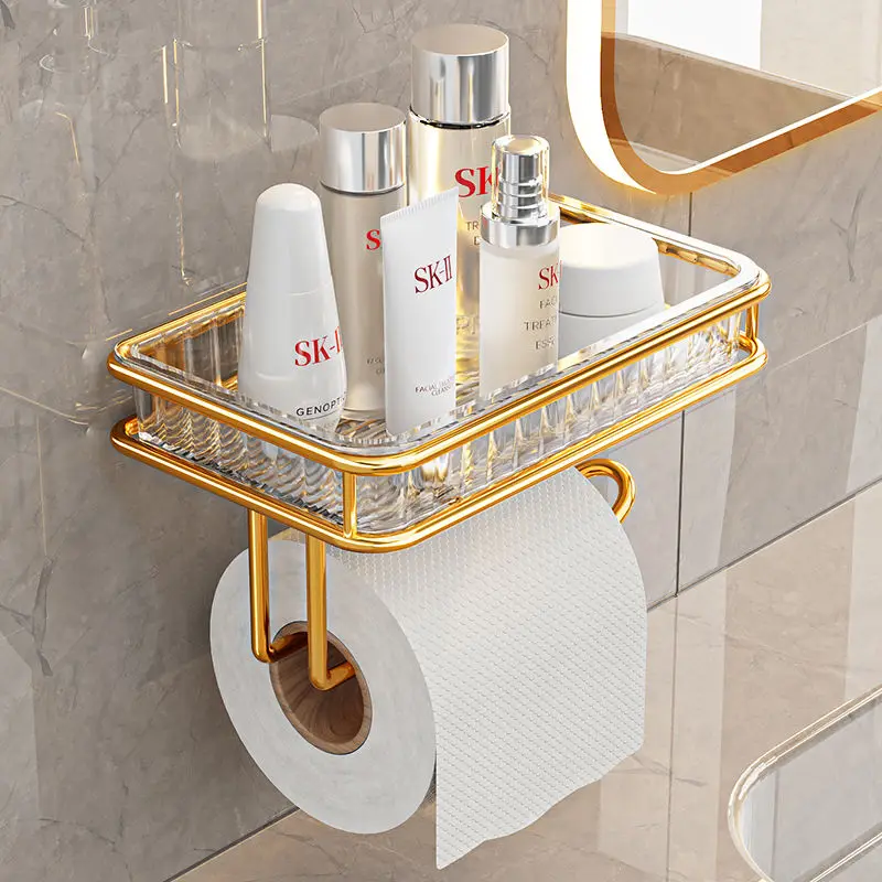 

Light Luxury Toilet Tissue Box Shelf Non-perforated Wall Hanging Bathroom Toilet Wall Aromatherapy Roll Paper Tray