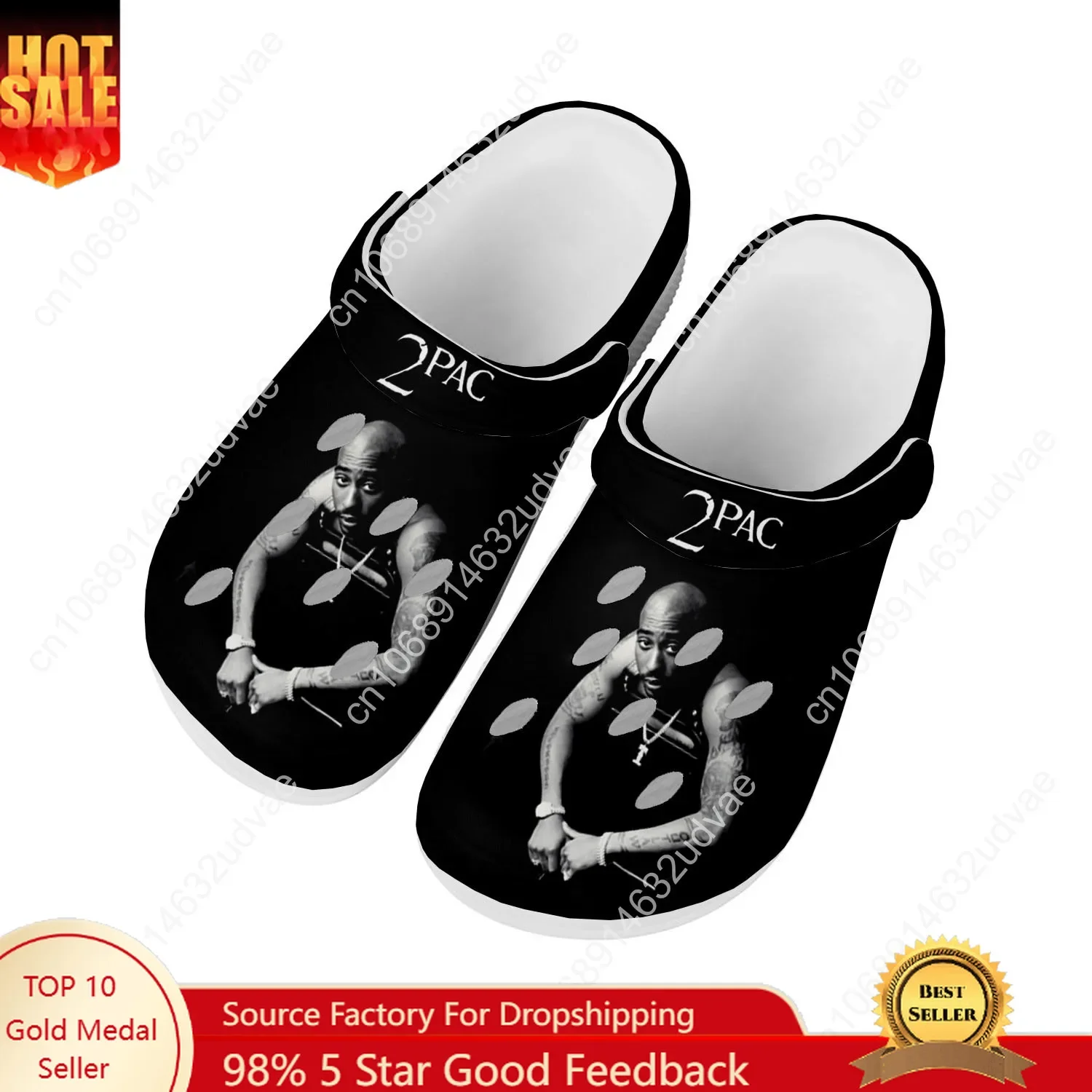 Tupac Shakur Water Shoes Mens Womens High Quality Fashion Home Garden Clogs Customizd Sandals Beach Breathable Hole Slippers