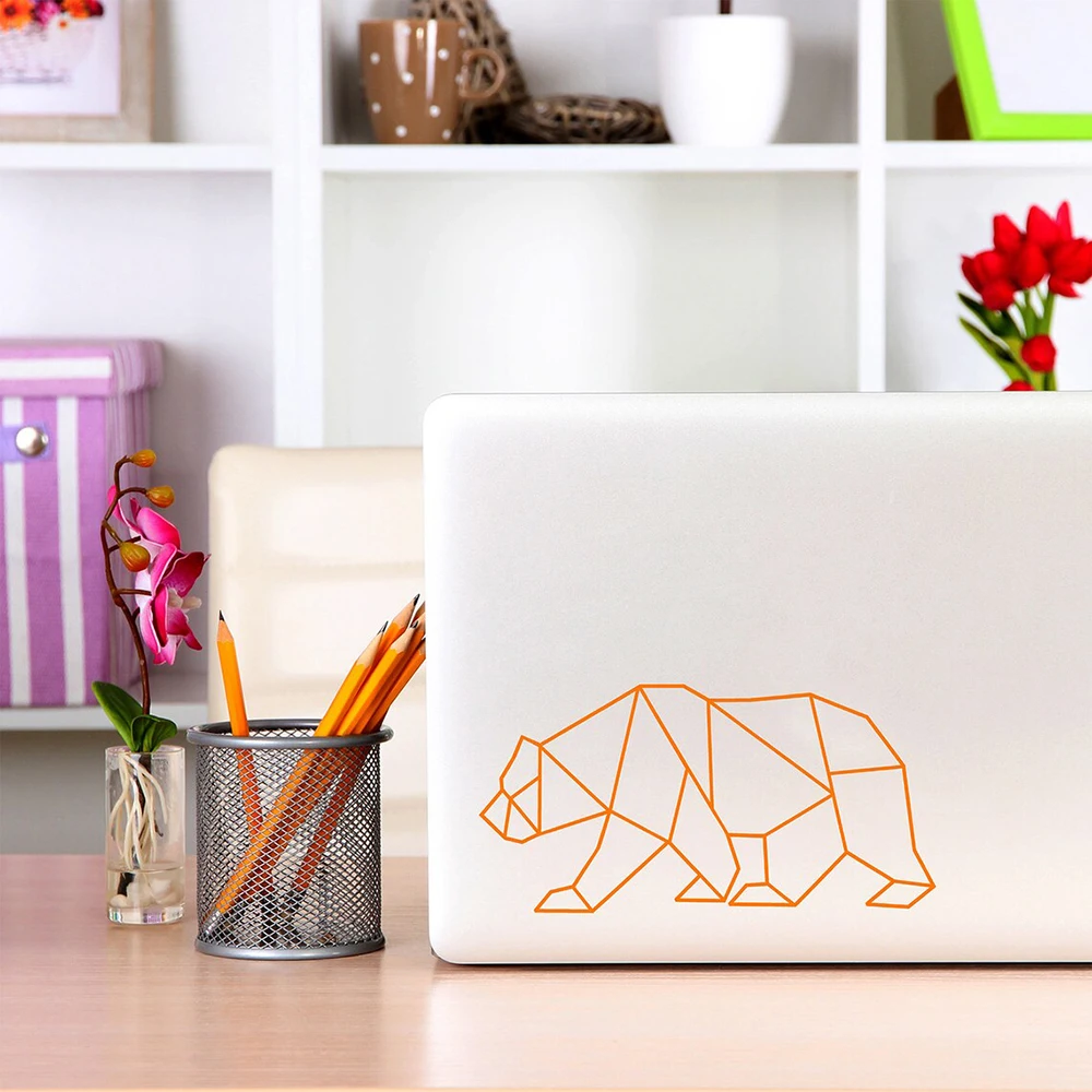 Geometric bear decal Contemporary Laptop Decal Wilderness laptop mural Geometric Sticker Removable Animals Bear Decals A291