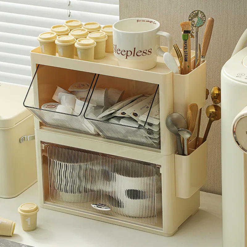 

Tea Bag Storage Box Office Capsule Coffee Instant Milk Tea Finishing Shelf Transparent Acrylic Desktop Sundries Organizer Box