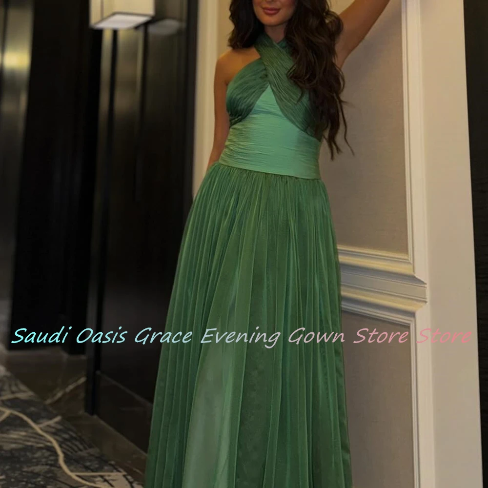 High Quality Chiffon A-Line Evening Dress Sexy Floor Length Halter Sleeveless فساتين سهره نسائيه فخمة Custom Size