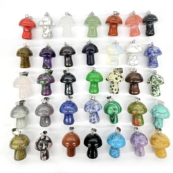Wholesale Natural Gem Stone Quartz Crystal agate Mix Mushroom Pendant For Charms DIY Jewelry Making Necklace Accessories 20Pcs