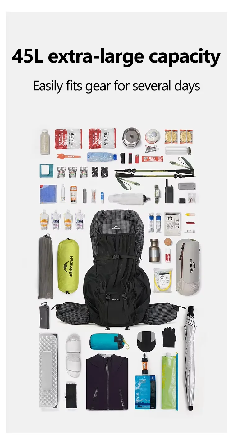Naturehike Wanderrucksack 60+5L Große Kapazität Rock Series 2.0 Outdoor-Sporttasche Camping Klettern Reise Wasserdichter Rucksack – Detail 25