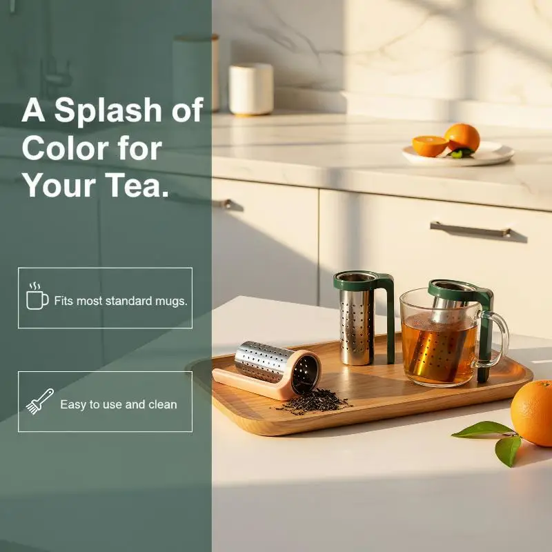 Reusable Stainless Steel Tea Leaf Filter Fine Mesh Strainer Sieve Portable Teaware for Home Office Daily Use