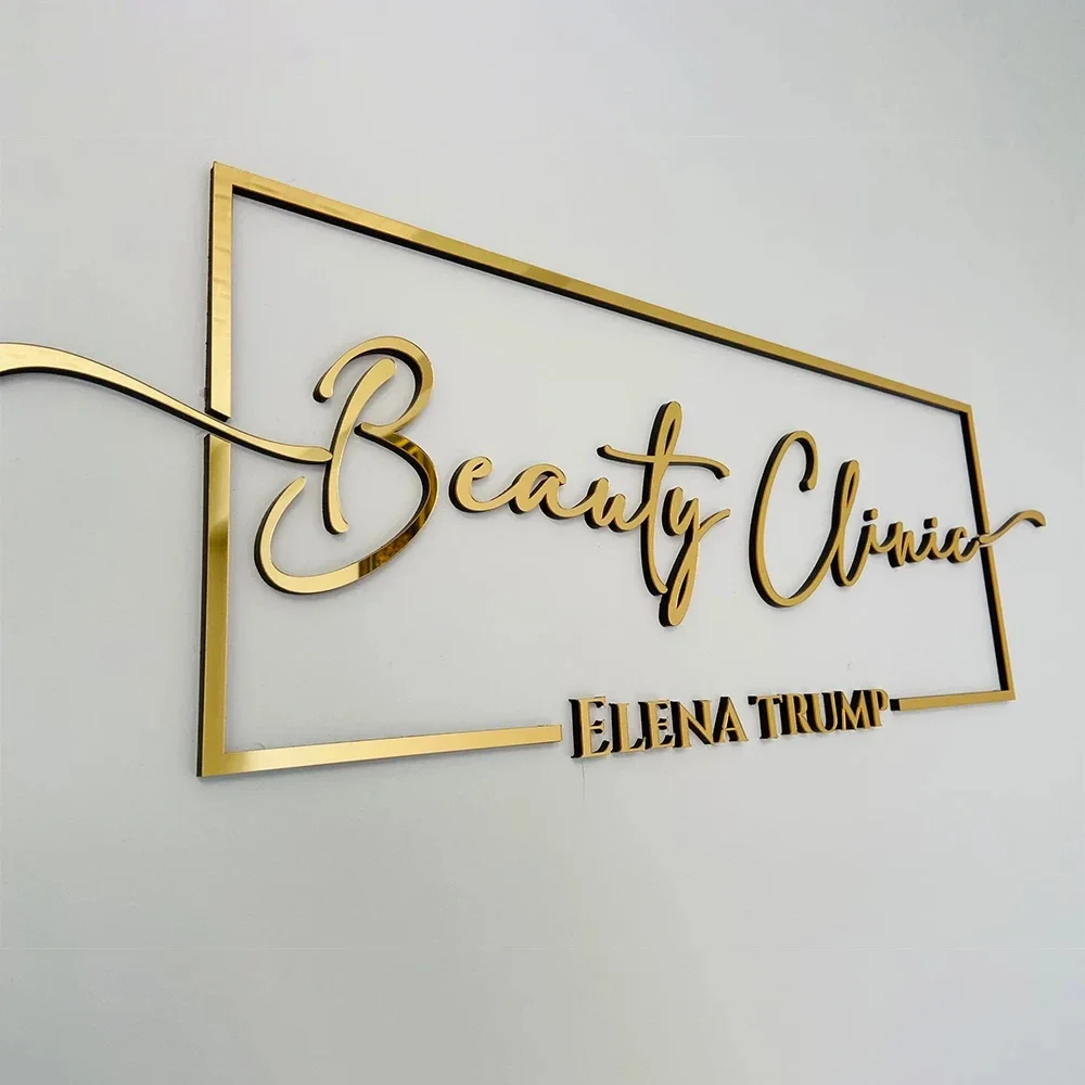 Laser Cut Logo Sign Custom 3D Office Sign Reception Sign Office Wall Decor 3D Beauty Salon Sign Aesthetic Business Signboard