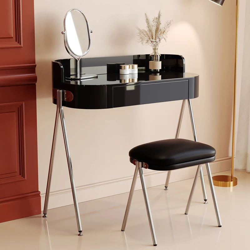 

Black Drawers Vanity Table Study Modern Corner Bedside Dressing Table Makeup Desk Chair System Penteadeira Trendy Furniture