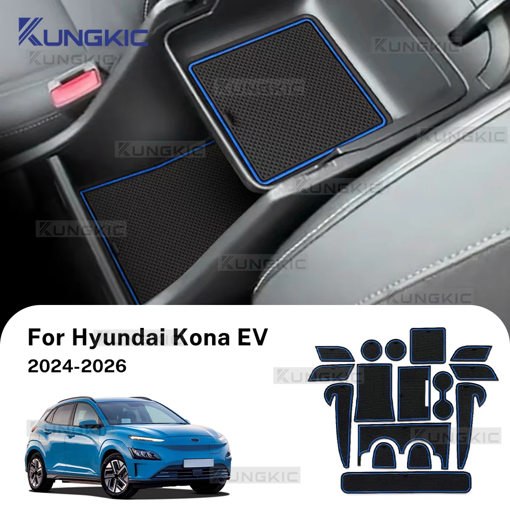 Car Door Groove Mat For Hyundai Kona SX2 EV Electric 2024 2025 2026 Anti-Slip Door Gate Slot Pats Auto Kona SX2 EV Accessories