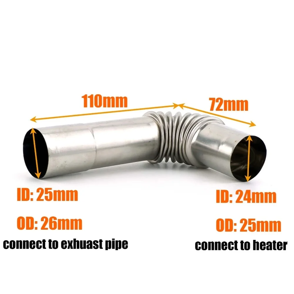 

For Portable Diesel Heaters Exhaust Connector Automotive Exhaust System Part Stainless Adapter With Clips Included