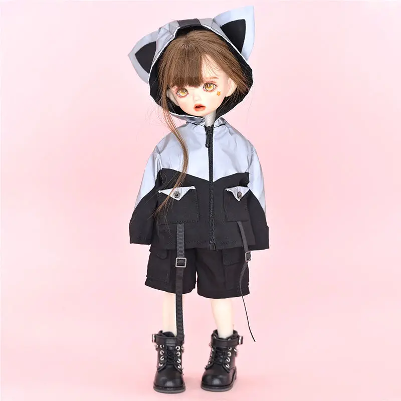 BJD doll clothes are suitable for sizes 1-6 fashionable new little monster charging suit reflective jacket trendy and cool style