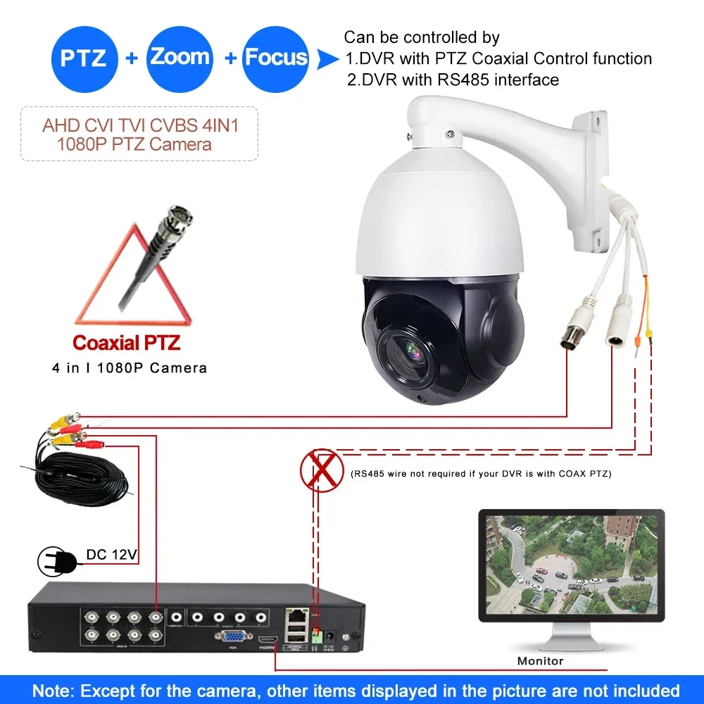 AHD 5MP Speed Dome PTZ Camera AHD CVI TVI CVBS 4IN1 Outdoor Video Surveillance Camera 30X Zoom Auto Focus Coaxial RS485 PTZ Cont