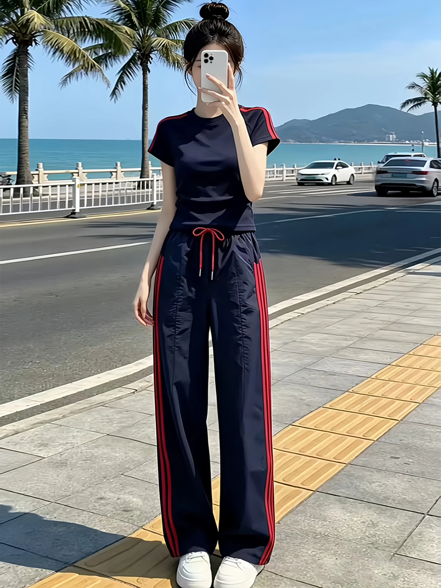 

Unique Casual Sportswear Set Women's Summer 2026 Trendy Age-Defying Short T-Shirt Wide Leg Pants Two-Piece Set Comfortable Fa...