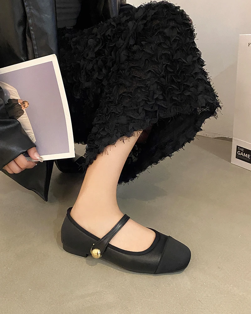 Summer Shoes Ladies Female Footwear Ballerinas Woman 2024 Low Heels Soft Shallow Mouth Black Flats Dress Ballet New Rome Mary Ja