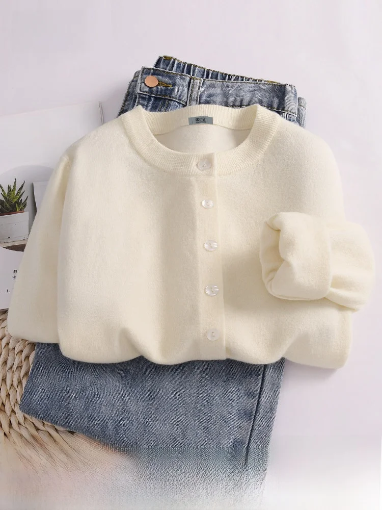 

Ladies Knitted Open Cardigan Lightweight Luxury Inner Wear Spring 2026 New Style Comfortable Fit Long Sleeve round Neck Short...