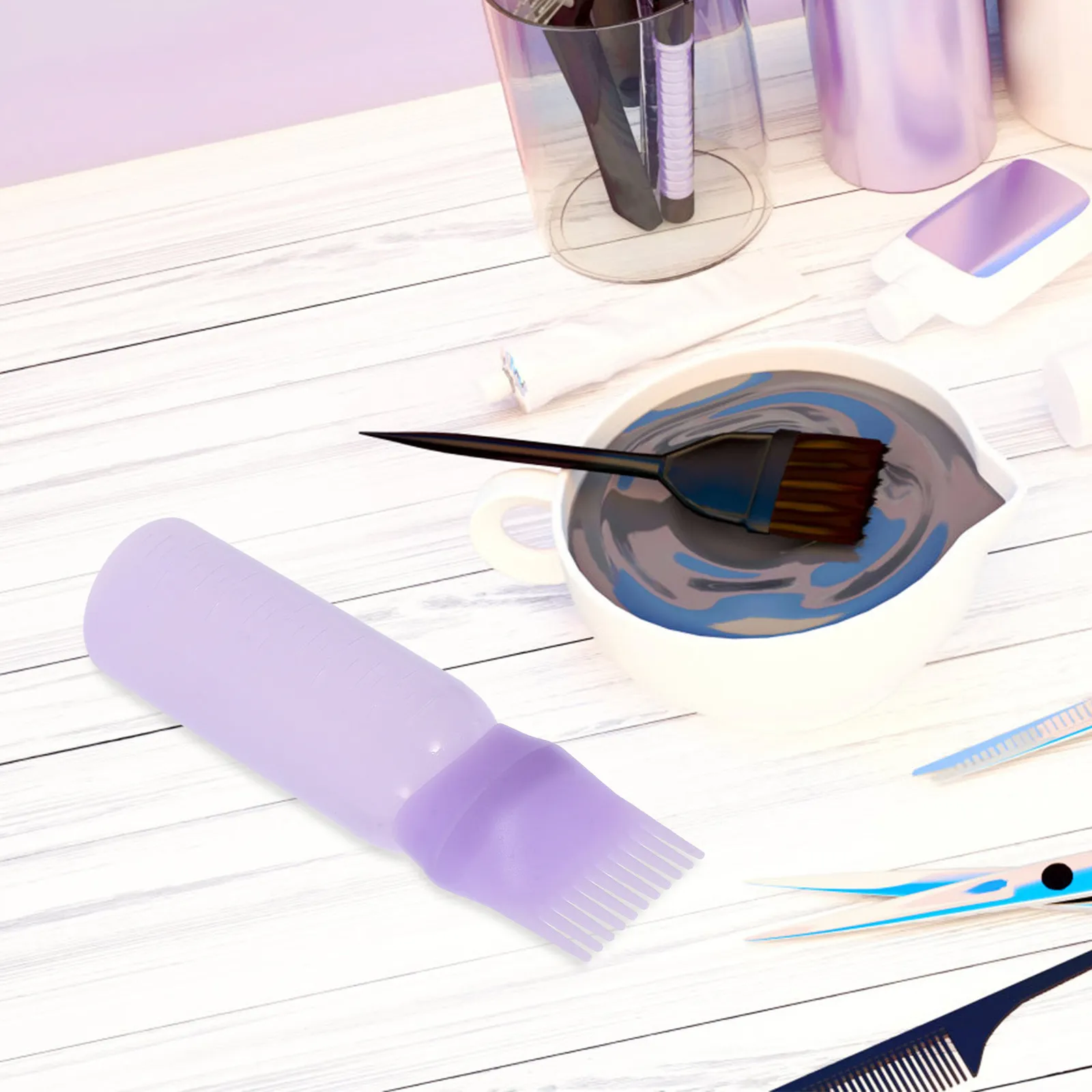 

Набор из 3-х аппликаторов-расчесок для окрашивания волос с мерной шкалой для окрашивания корней, ухода за кожей головы, использования в салонах, дозирования краски для волос