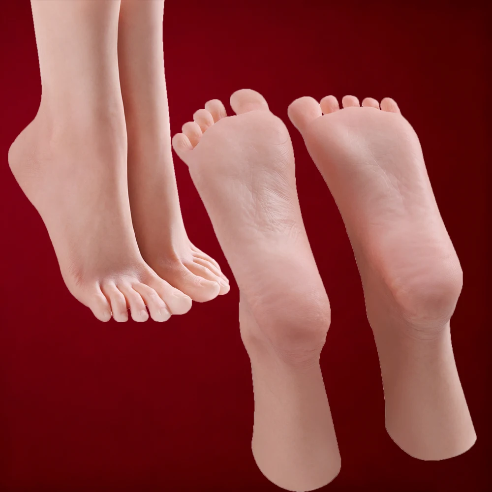 RENHEYUOU Silicone Foot Model Realistic Fake Foot Female Body Model Skin Texture