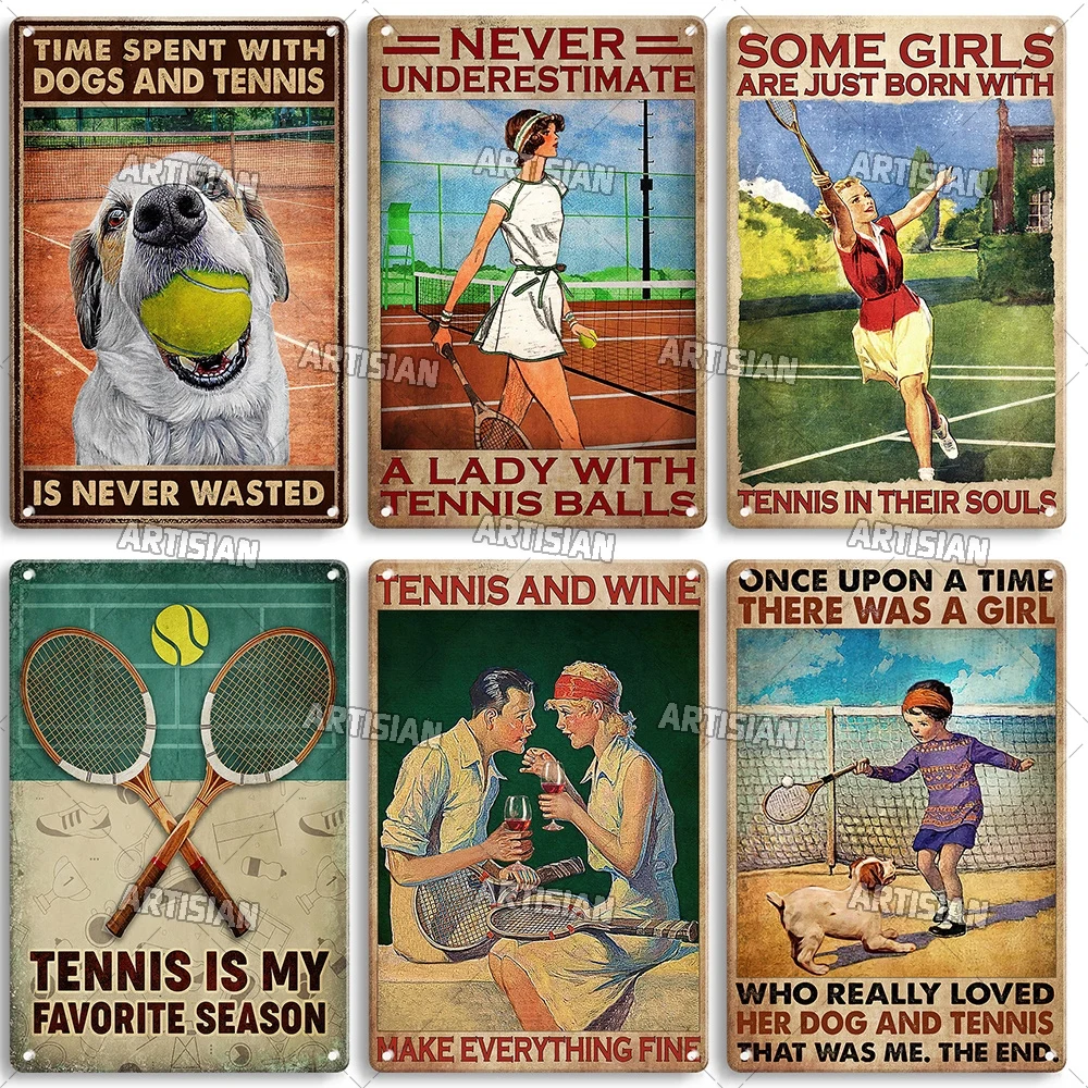 Artisian Playing Tennis Metal Plaque SPORT Tin Sign Rusty Decorative Plate Wall Decor Garage Bar Pub Club Hotel Cafe Kitchen