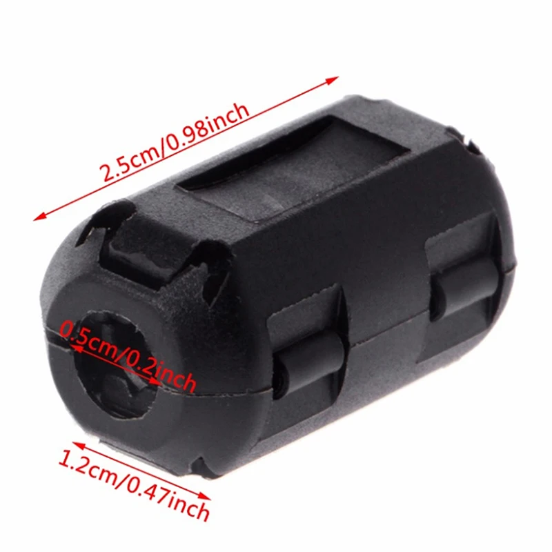 3Pcs Ring Core Ferrite Bead Clamp Choke Coil EMI RFI Noise Filter Clip Snap Cable