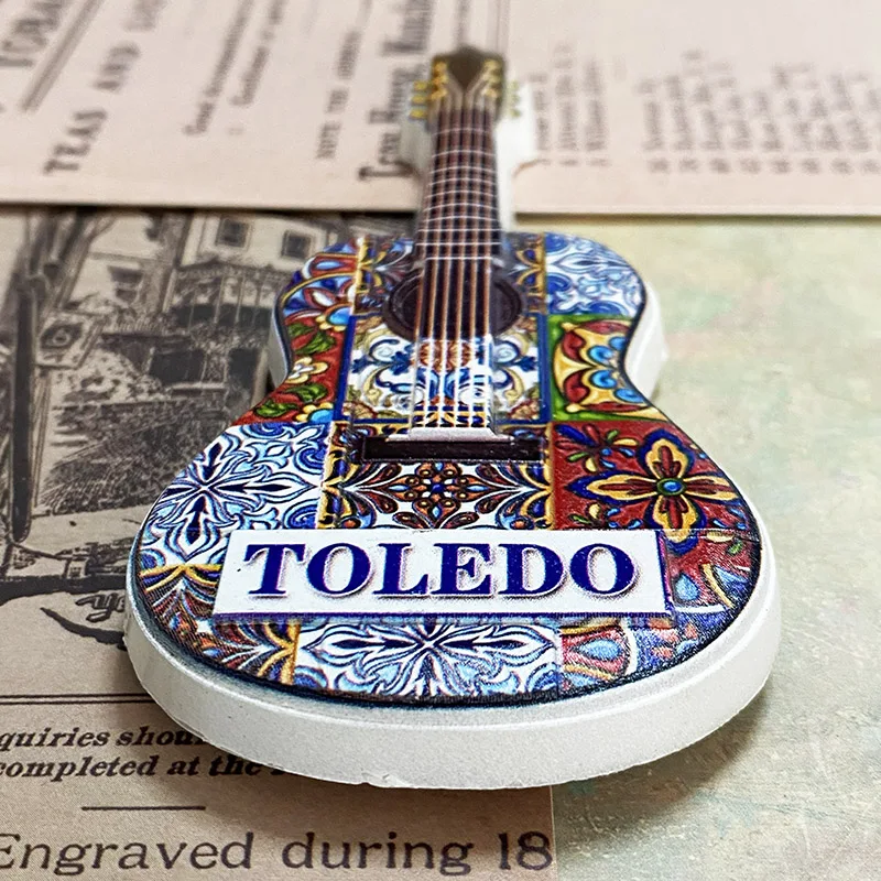 

Сувениры Toledo, домашний декор, музей инструментов, окрашенная гитара, 3D стерео наклейка на холодильник, коллекция декоративно-прикладного искусства, подарки
