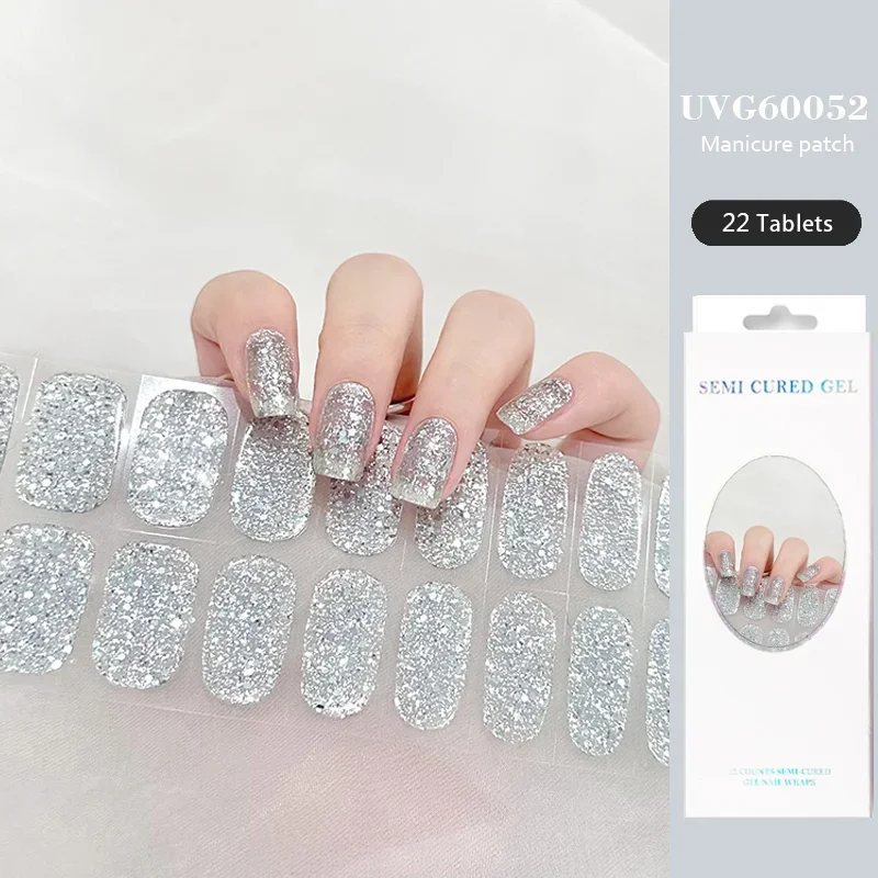 22 Tips Uvg Serie Uv Semi-Uitgeharde Gel Nagelstickers Waterdichte Langdurige Uvlamp Vereist Volledige Dekking Nagel Bedels