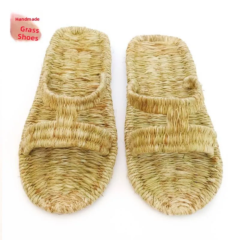Handcrafted Straw Sandals Men's Full Linen Red  Slippers Personality Linen Ear Men Women Thong Slippers Breathable Comfor...