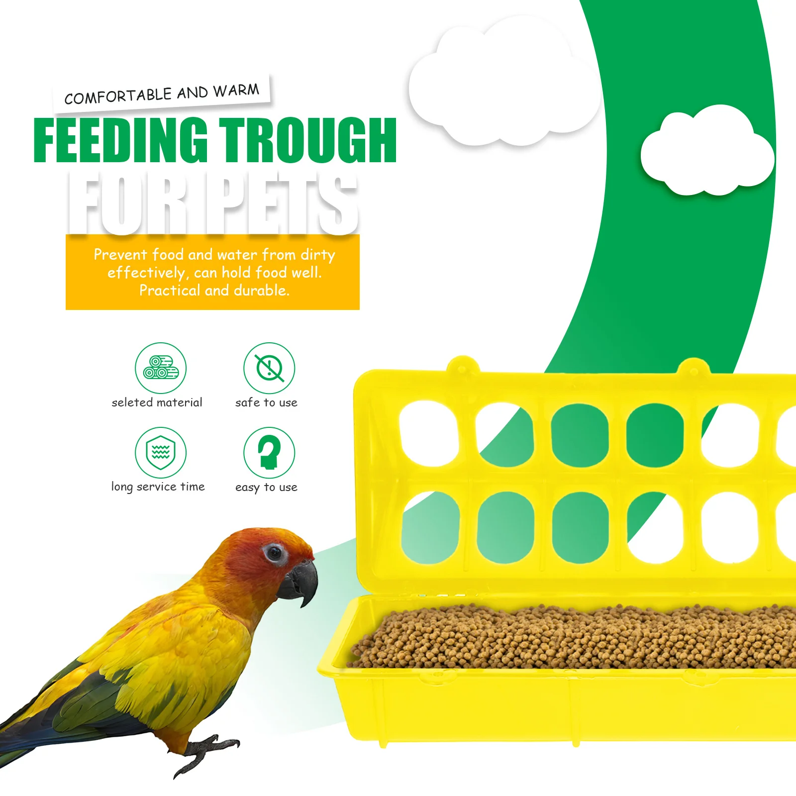 

2Pcs Automatic Pigeon Feeder Trough Plastic Durable PP Bird Cage Food Holder Long-Lasting Bird Feeding Box Water Trough