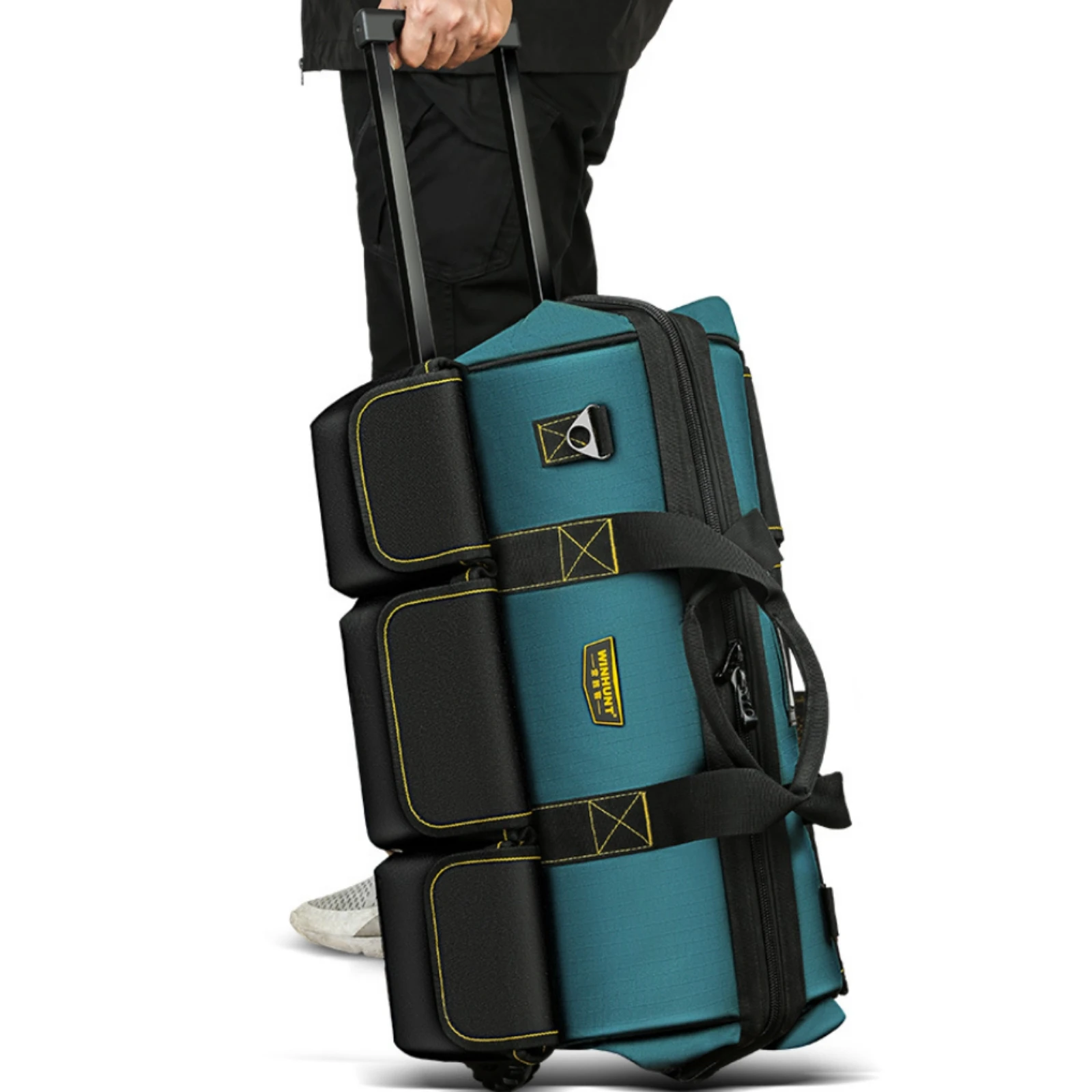 Rolling Tool Bag Telescopic Handle Wheeled Tool Bag Structured Zippered