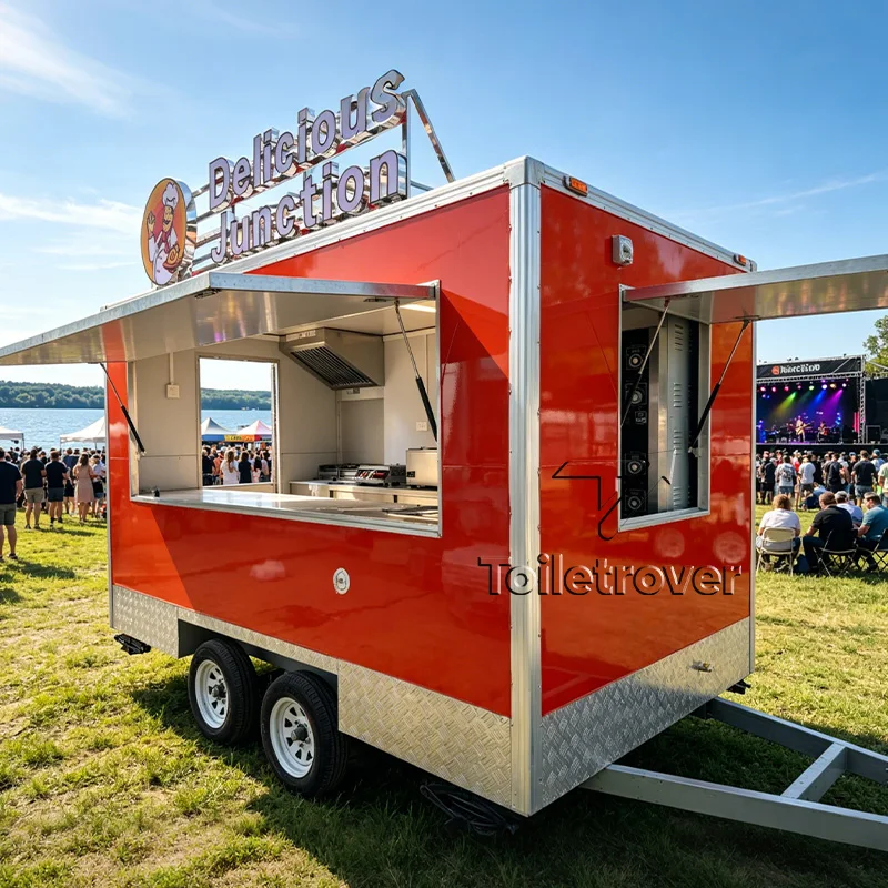 

Customized Commercial Dining Car Mirror Stainless Steel Mobile Food Catering Trailer Mobile Food Truck Trailer Fast Food Truck