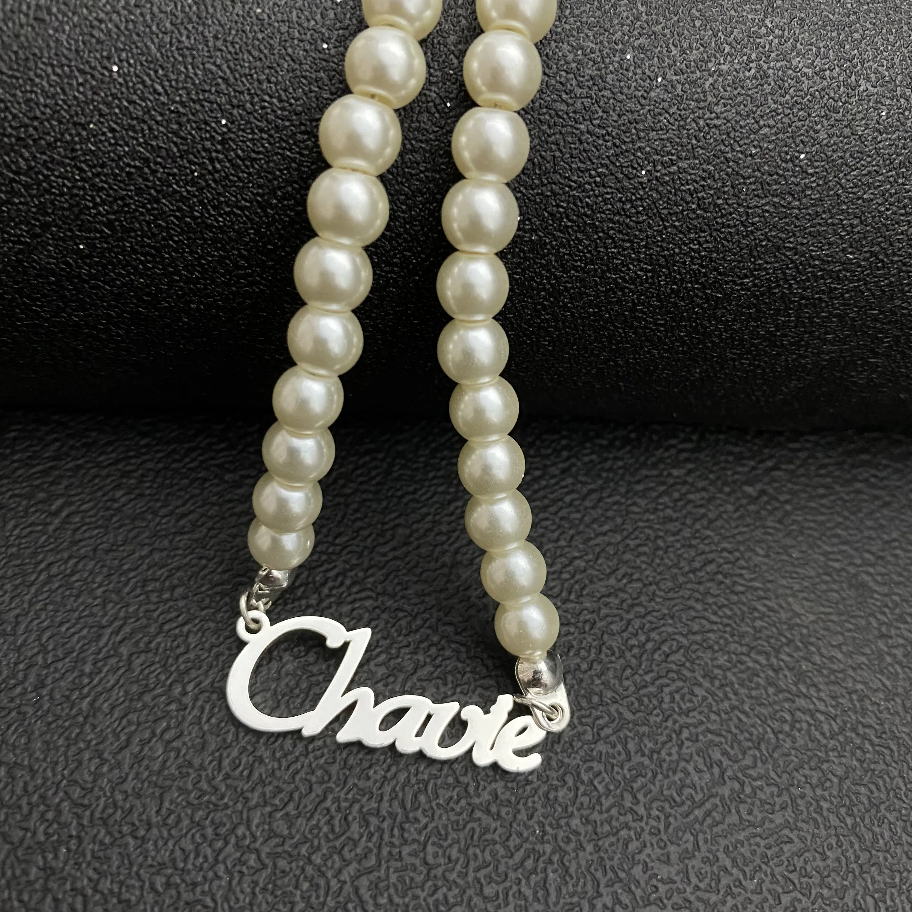 

Custom Pearl Anklet Name Customized Stainless Steel Jewelry For Christmas Halloween Thanksgiving Gifts