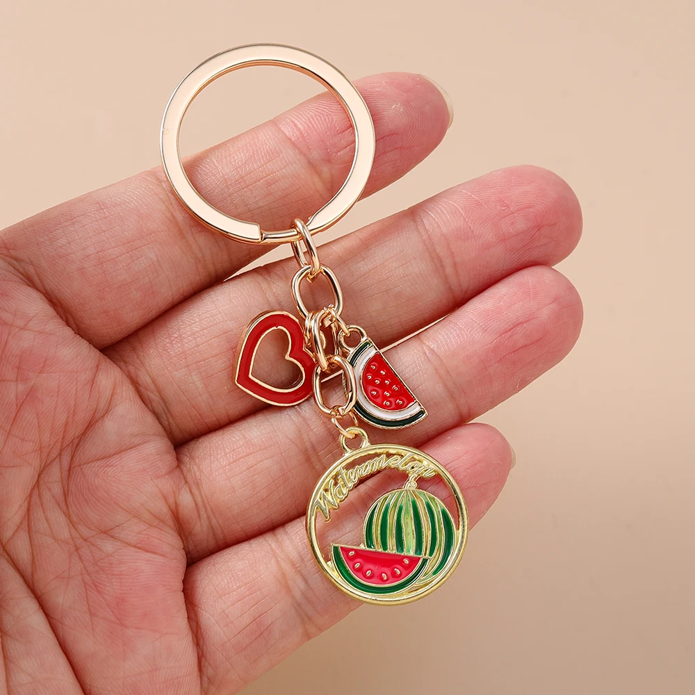 Aihua Schöne Cartoon Rote Kirsche Zitrone Wassermelone Erdbeere Schlüsselanhänger Simulation Früchte Schlüsselanhänger Handtasche Anhänger – Detail 5