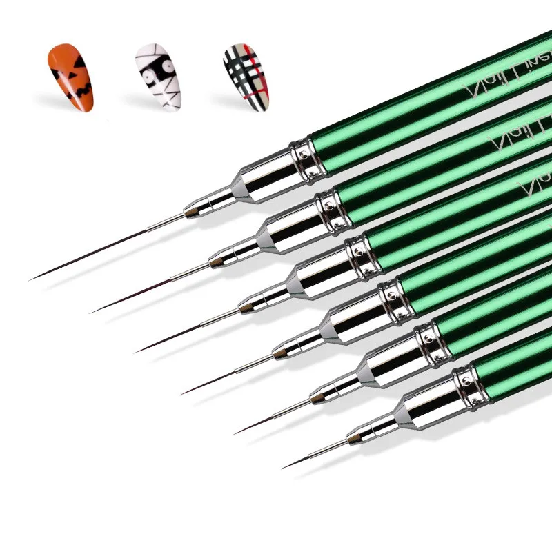 1/6 pièces poignée en métal vert Art Liner peinture à la main pinceau lignes de dessin rayure fleur peinture stylo UV Gel brosse
