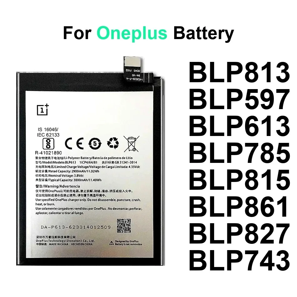

Аккумулятор для мобильного телефона 2250-5000 мАч BLP743 BLP861 BLP597 для Oneplus 7T 3 9 One Nord N10 N100 Z 2 1+ Plus 5G 2012 2015 Pro