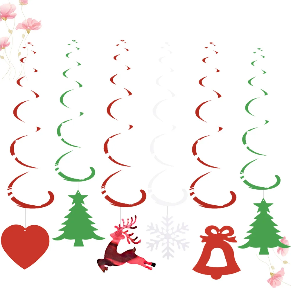 

12Pcs Hanging Swirl Spiral Decorations Sequined Christmas Ceiling Streamers Wedding Birthday Party Holiday Decor