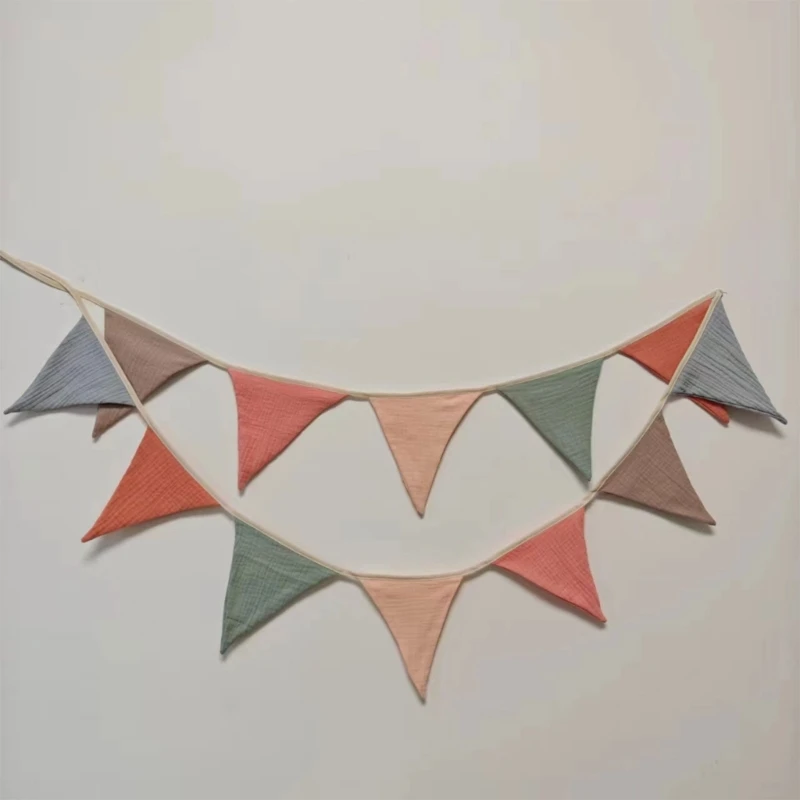 Katoenen Gors Banner Driehoek Vlaggen Baby Slinger Vlag Voor Baby Shower Party Decor Pasgeboren Fotografie Rekwisieten Opknoping Banner