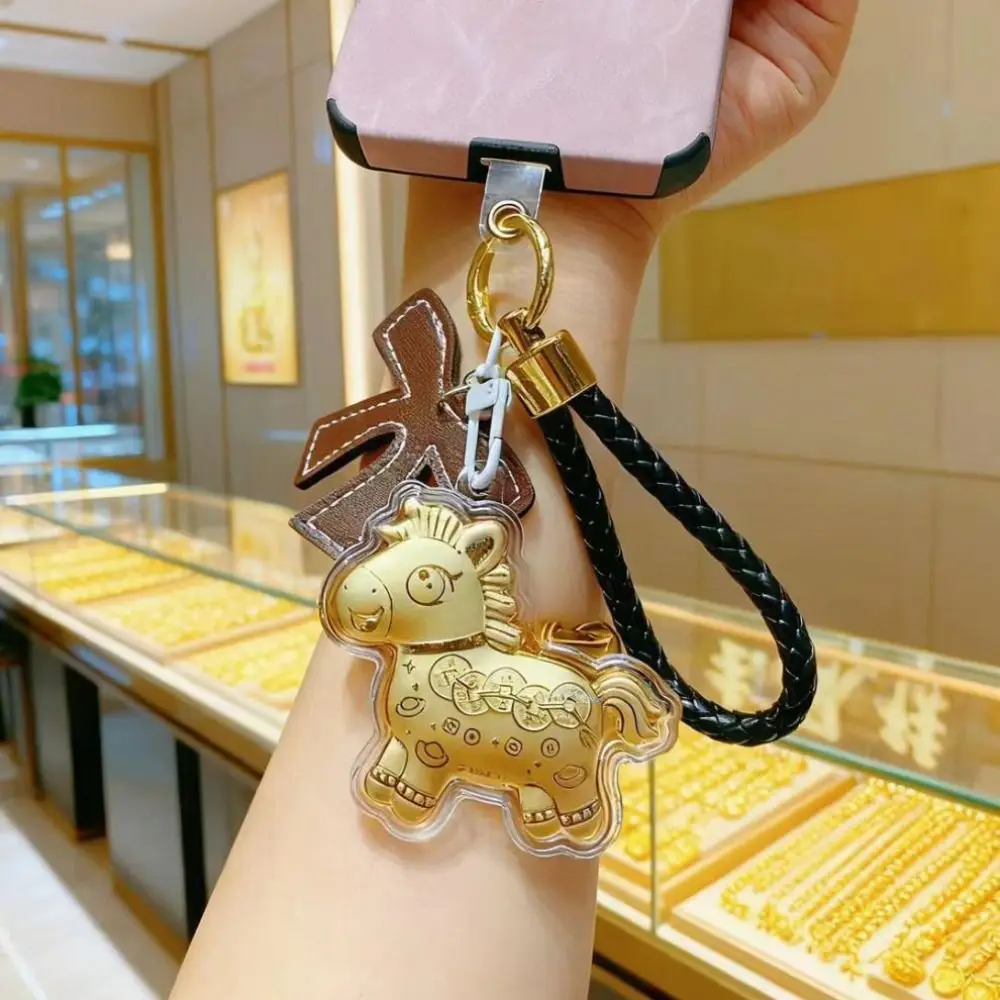 

Wealth New Horse Keychain Fashion Bow New Year Pendant Hanging Lucky Mascot Zodiac Key Ring Mobile Chain