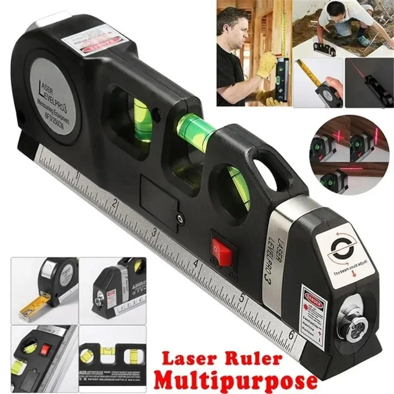 

BIESUO Multipurpose Laser Ruler Level and Spirit Level Metric Rulers Laser Straight Line Horizon Vertical Measure Tape 8Ft 2.5M