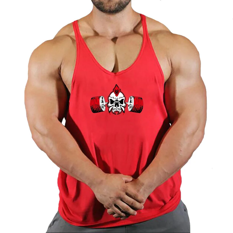 Gym Tank Top Mens Fitness Clothing Running Vest Cotton Bodybuilding Stringer Tanktop Muscle Singlet Workout Sleeveless Shirt