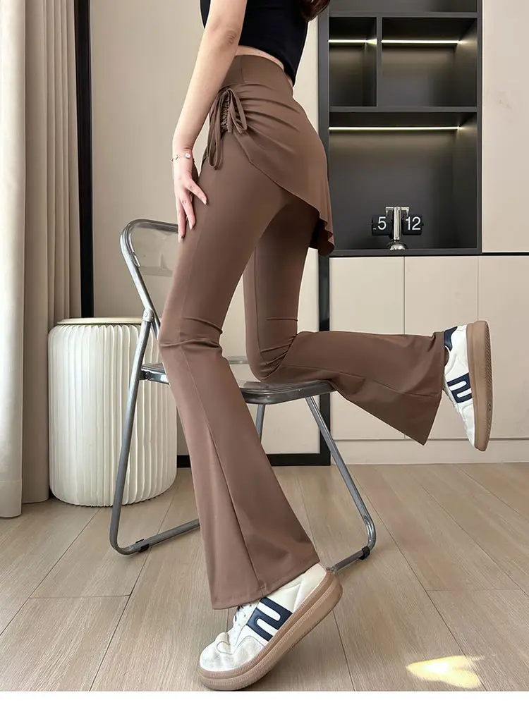 Pantaloni da yoga a vita alta Pantaloni da allenamento fitn micro svasati da donna Pilates Esercizio sportivo Pantaloni casual Fibra di poliestere