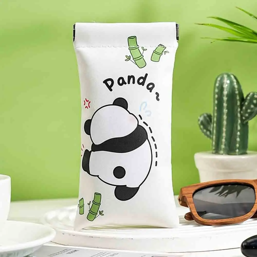 Cute Pu Leather Mini Cosmetic Bag Panda Coin Purse Glasses Bag Self-closing Earphone Bag Lipstick Storage Bag Travel