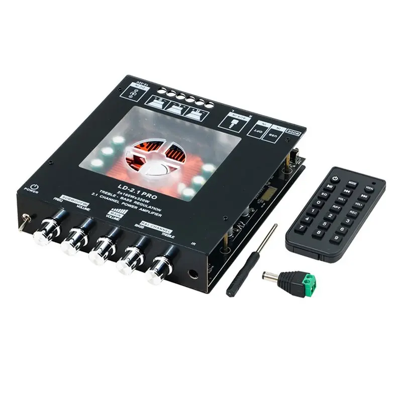 ABGI-AUX Input 2.1 Channel Bluetooth Amplifier Board 320W Hifi Subwoofer Audio AMP With Treble And Bass Control DC 12/32V For DI