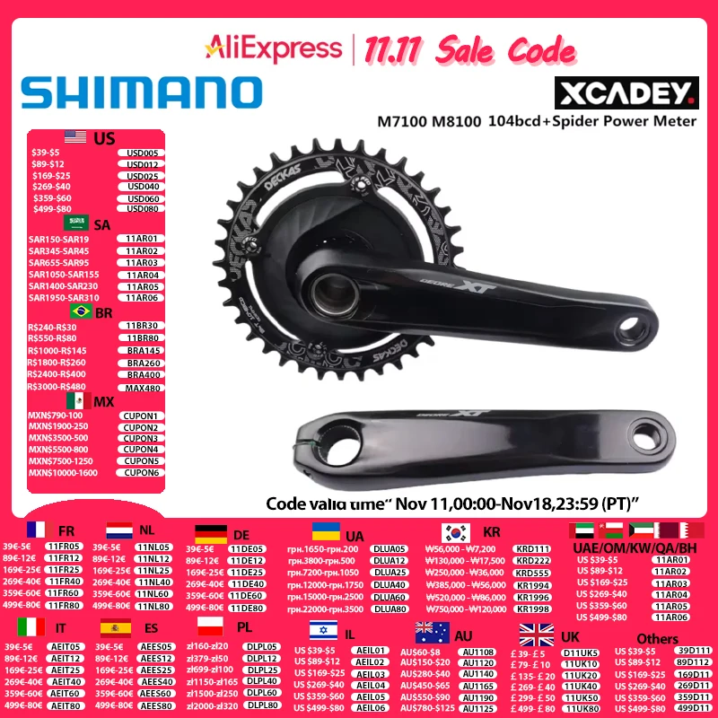 Shimano SLX M7100 M8100 170mm 175mm Crankarms Deckas 104bcd XCADEY XPOWER 104bcd Spider Power Meter For M7100 M8100 M9100 MT900