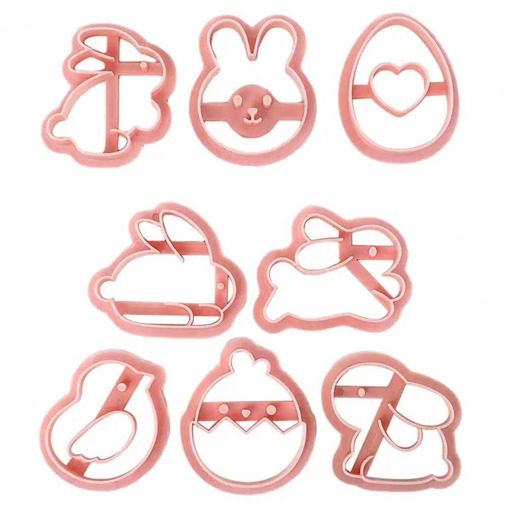 Biscuit Cutter Set Sugar Cookie Shapes Easter Cookie Cutters Set 8 Pcs Cartoon Bunny Egg Shape Baking Molds for Candy Fondant