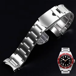 For Tudor Black Bay 79230 79730 Small red blue flower Heritage Watch Strap Wrist Bracelet 22mm Solid Stainless Steel Watchband