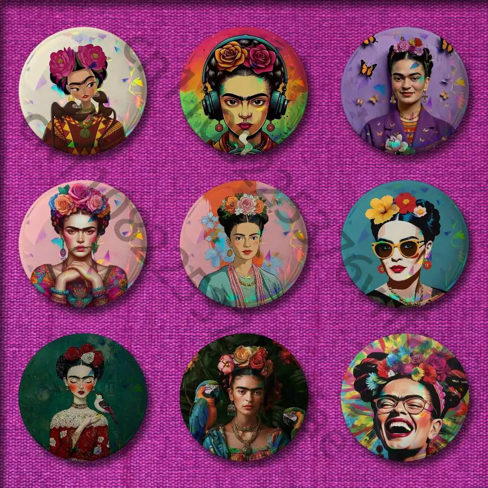 

Fashion F-FridaS-S K-Kahlo Badges Badge 32mm 25mm 44mm 75mm 58mm Round Pin Brooch Souvenir Cosplay Gift Decorations