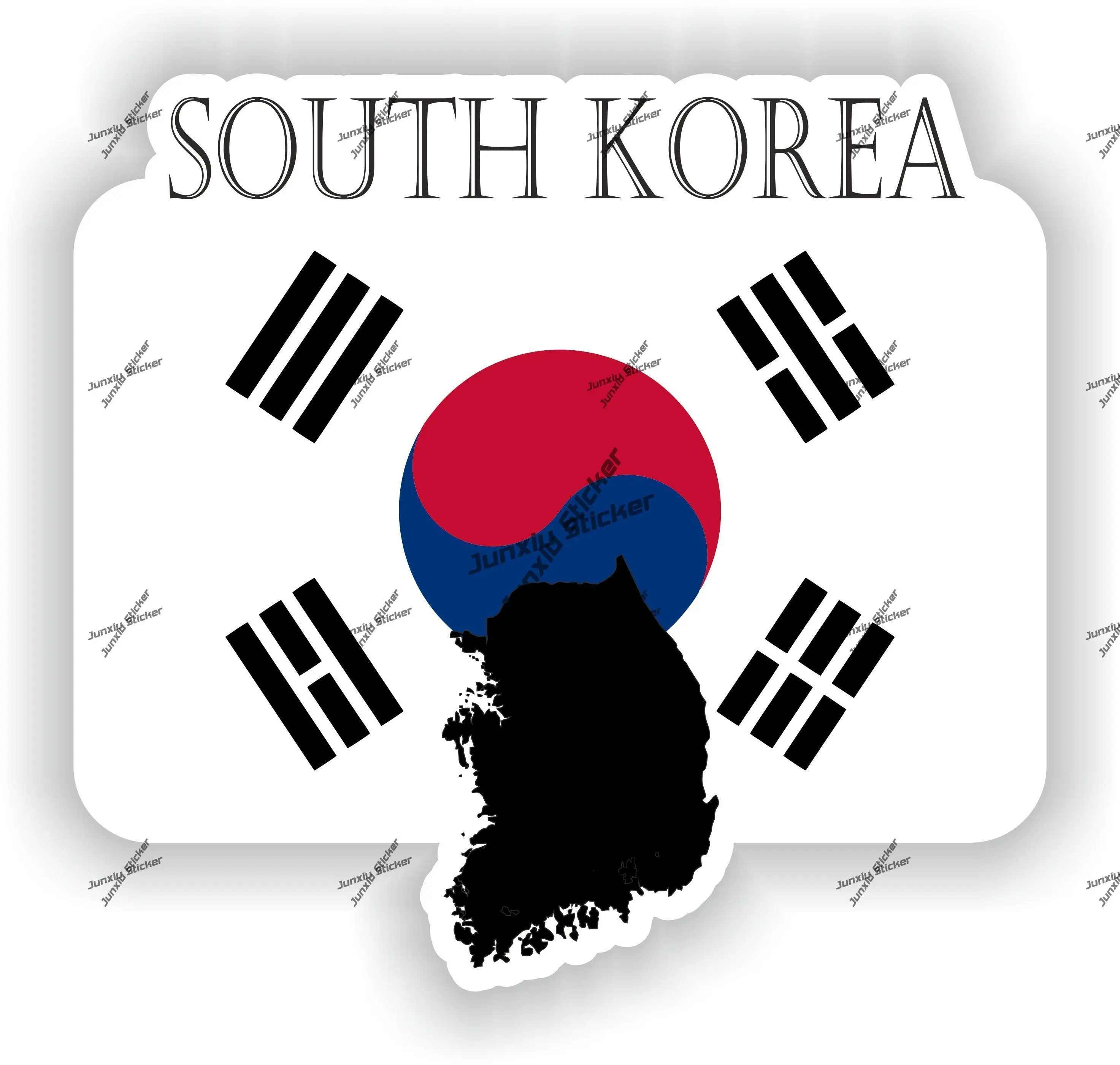 

South Korea Sticker Coat of Arms of South Korea Flag with Graphical Outline Emblem Scratch-Proof Decal for SUV Window Car Bike